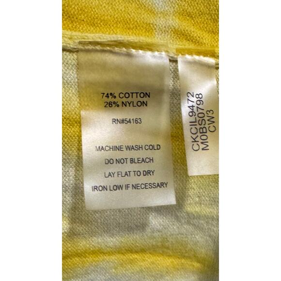 Vintage Calvin Klein yellow & white tie-dyed cropped open front cardigan size L - Picture 6 of 6
